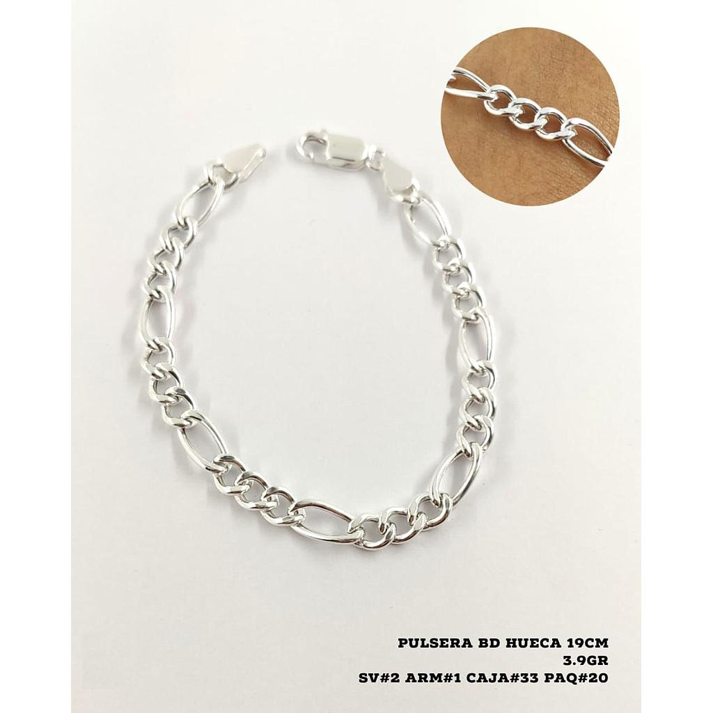 PULSERA BÁSCA HUECA DE CABALLERO/PLATA 925 19CM