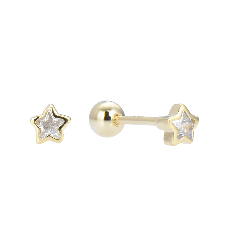 ZARCILLOS DE ESTRELLAS. ARETES, PENDIENTES, CIERRE ROSCA 4MM