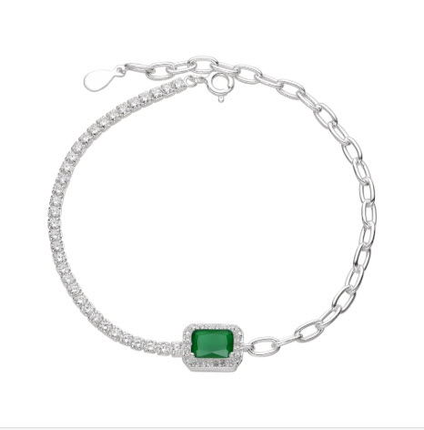 PULSERA TENNIS 2.2MM Y CADENA FORZATINA CON CIRCÓN RECTANGULAR