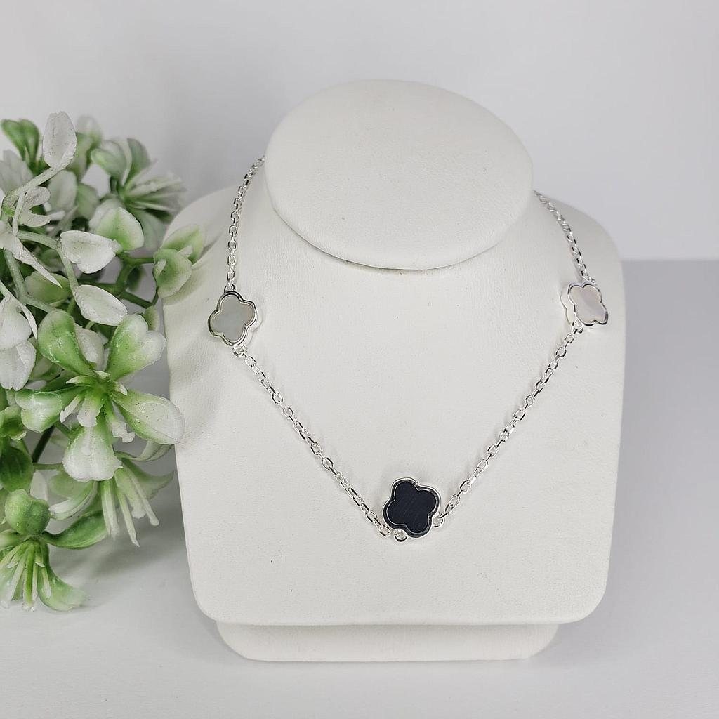 GARGANTILLA VAN CLEEF PLATA 925 BLANCO Y NEGRO