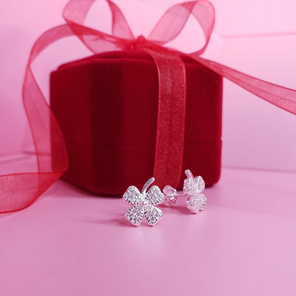 ARETES TREBOL PLATA 925