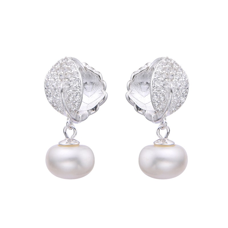 HUGGIES DE HOJA CON PERLA. ARETES, ZARCILLOS, CIERRE HUGGIES 14MM