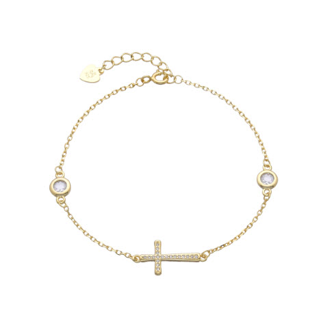 PULSERA DE CADENA FORZATINA CON DIJES DE CRUZ Y PUNTOS DE LUZ 6M