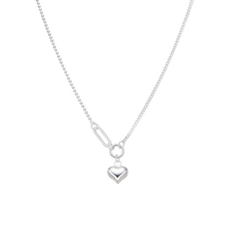 GARGANTILLA DE CADENA DE BOLITA DIAMANTADA Y GRUMETT CON DIJE DE CORAZÓN INFLADO 8MM