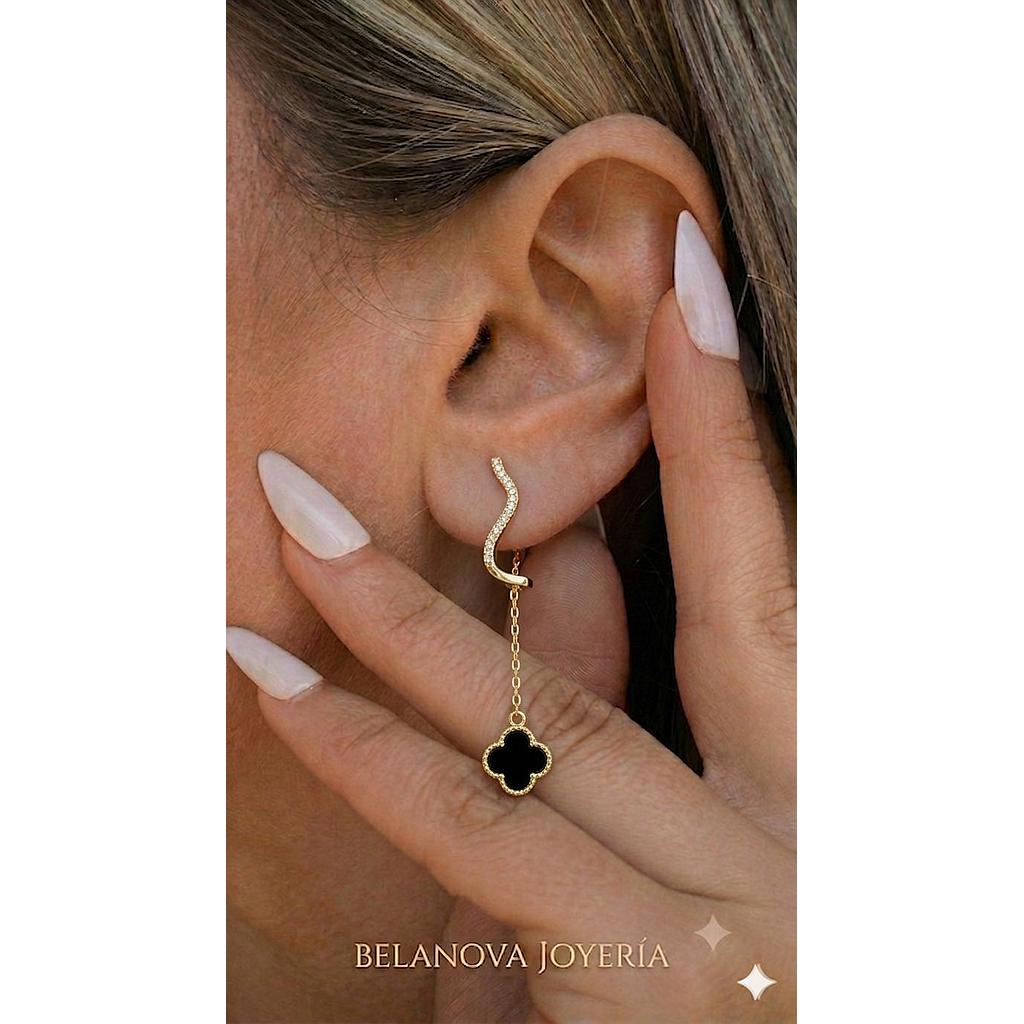 ARETES LARGOS DORADOS VAN CLEEF PLATA 925